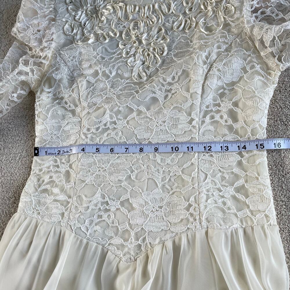 🔥VTG Jessica Howard Lace Embroider Puffed Sleeve Formal Wedding Romantic Dress - Picture 12 of 16